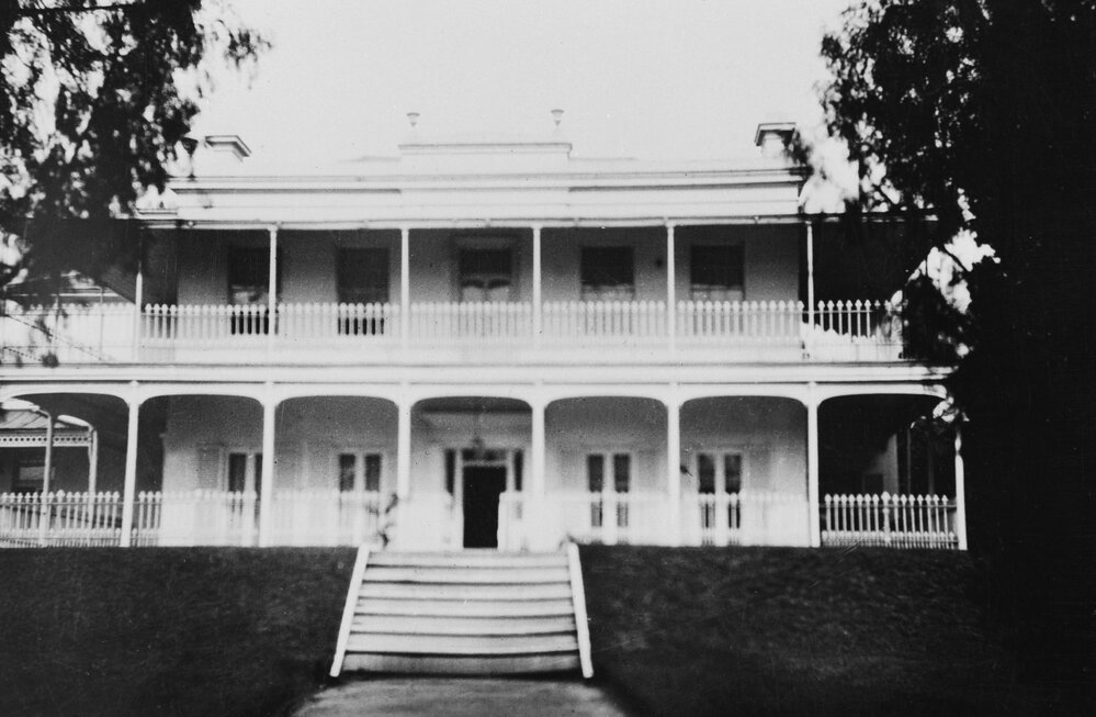 Copy negative of an external view of the house at 'Como'