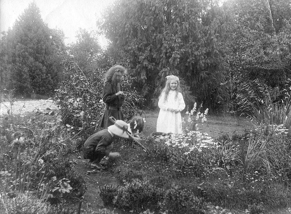 Four girls in garden