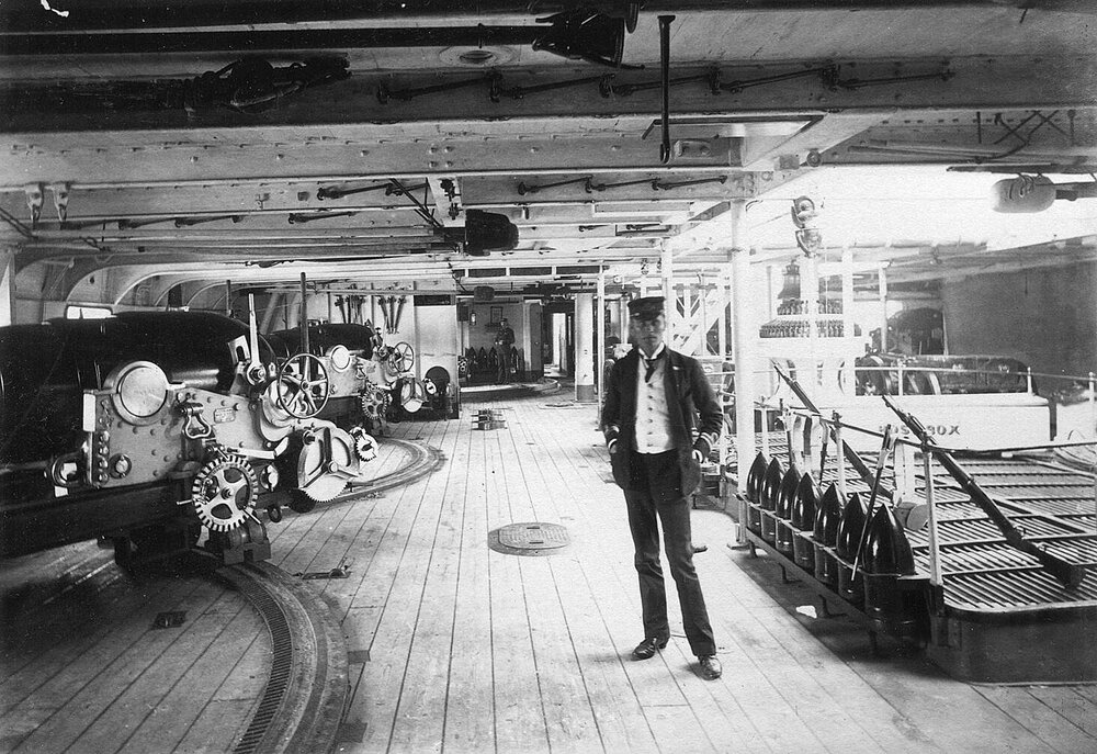 Unidentified uniformed man aboard ship