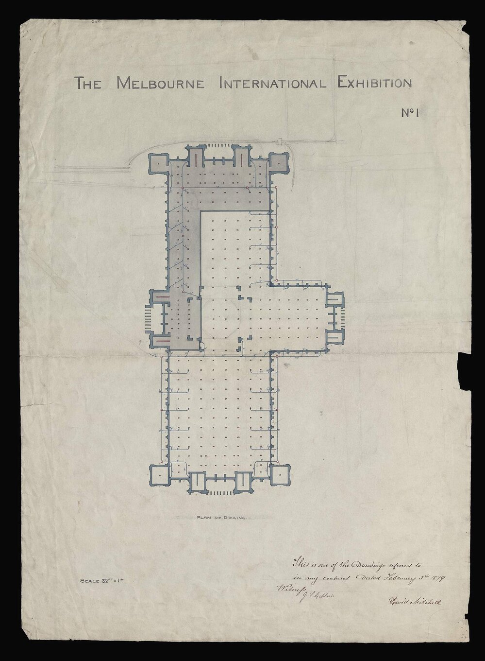 The Melbourne International Exhibition, No. 1. Plan, drains