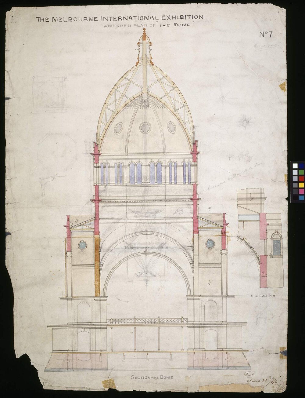 The Melbourne International Exhibition - Amended plan of the "The Dome", No 7
