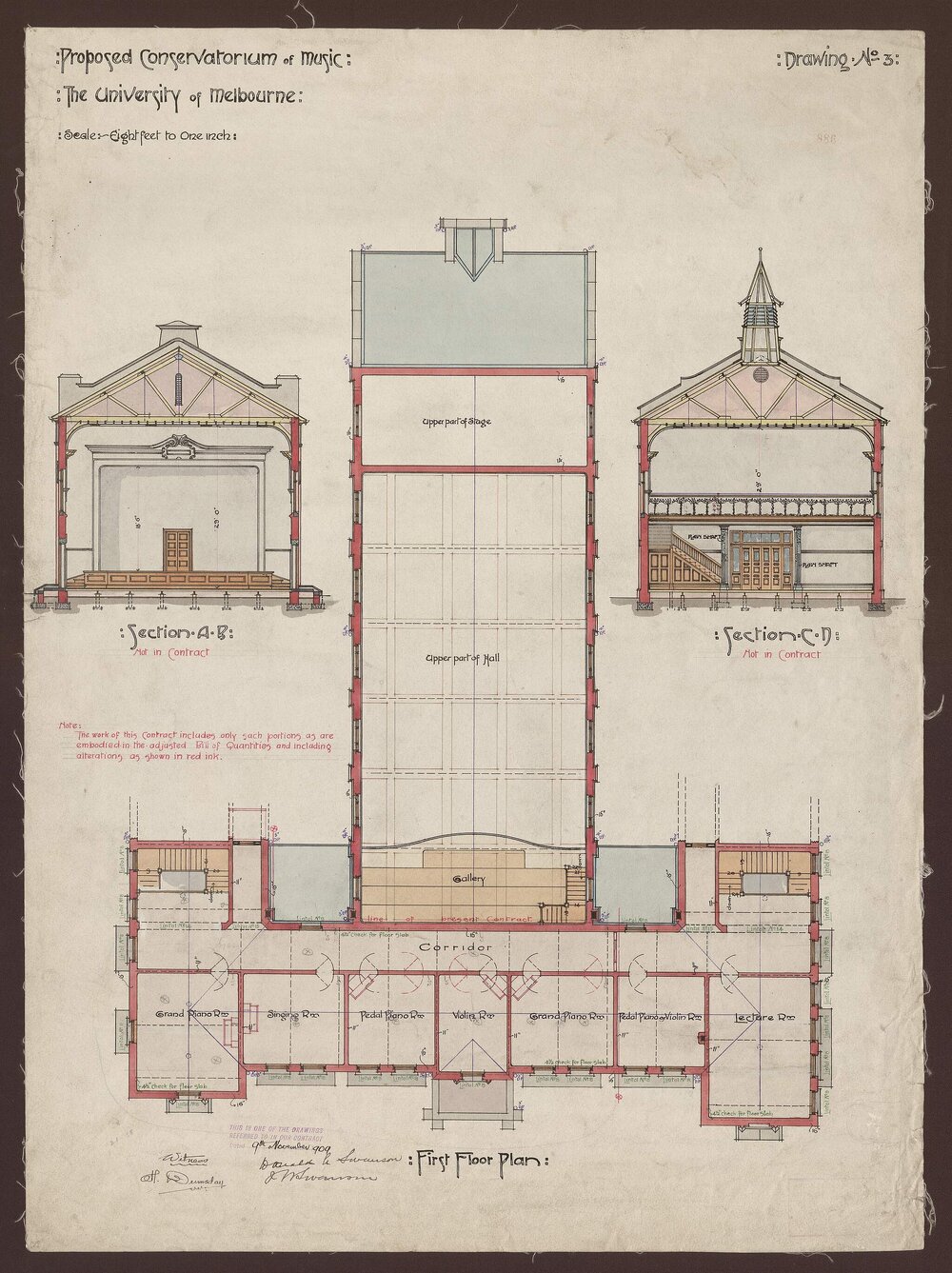 Proposed Conservatorium of Music, The University of Melbourne, Drawing No. 3 [1983]