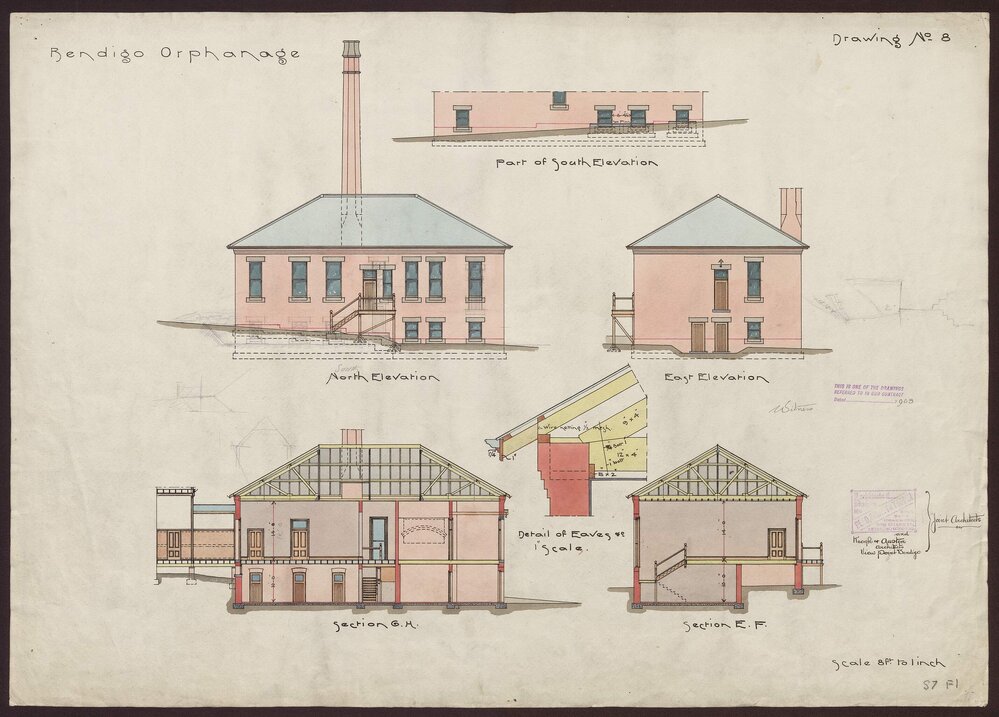 Architectural drawing for the Bendigo Orphanage [1908]