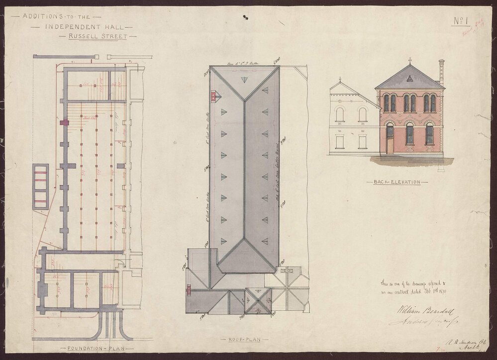 Additions to the Independent Hall, Russell St
