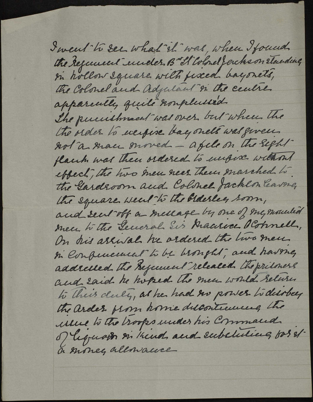 Pages from a journal kept by Colonel Mair.
