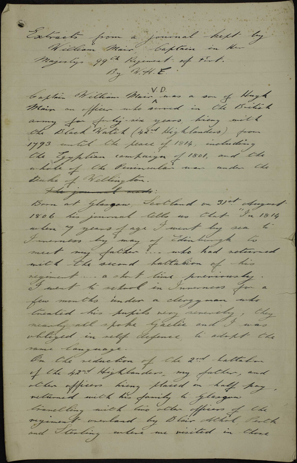 Extracts from a journal kept by William Mair. Captain in her Majesty's 99th Regiment of Foot by W.H.E.