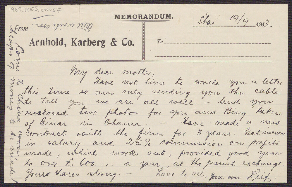 Letter from Blanche Due to her mother, Mrs J.M. Smith, 19 September 1913