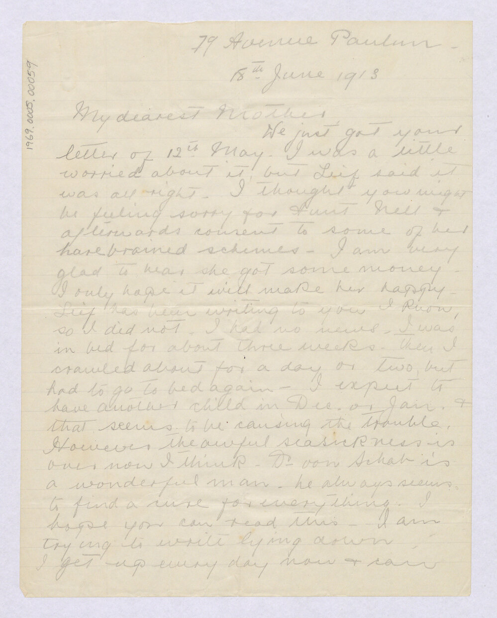 Letter from Blanche Due to her mother, Mrs J.M. Smith, 18 June 1913