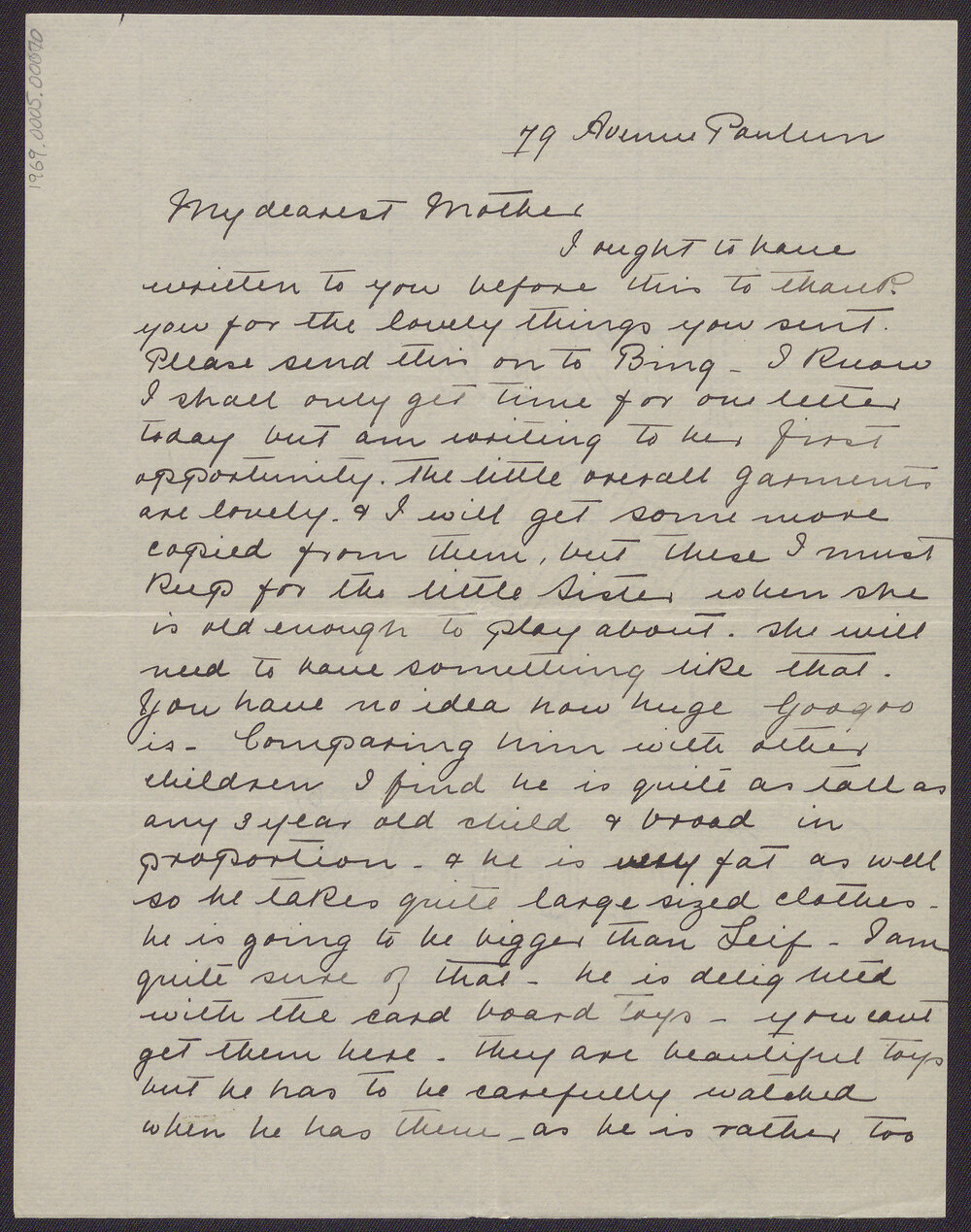 Letter from Blanche Due to her mother, Mrs J.M. Smith, 19 March 1914