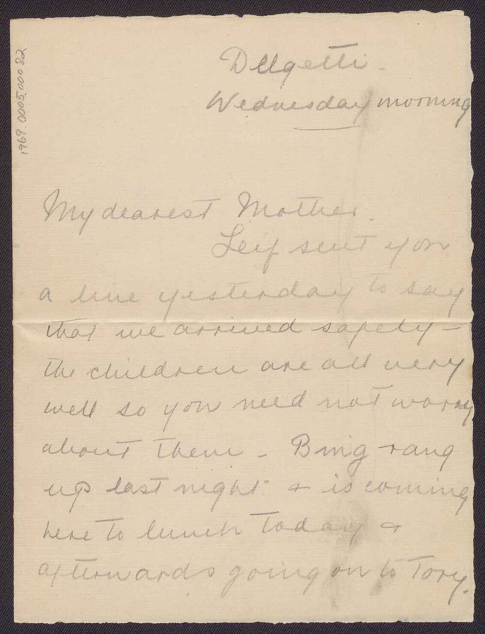 Letter from Blanche Due to her mother, Mrs J.M. Smith