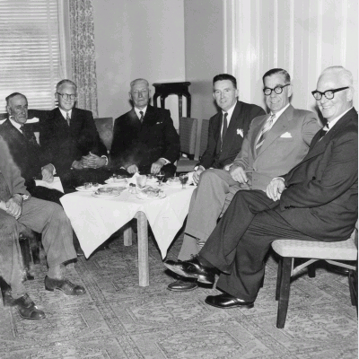 A  group of grocery executives in Melbourne, Victoria, about 1954.