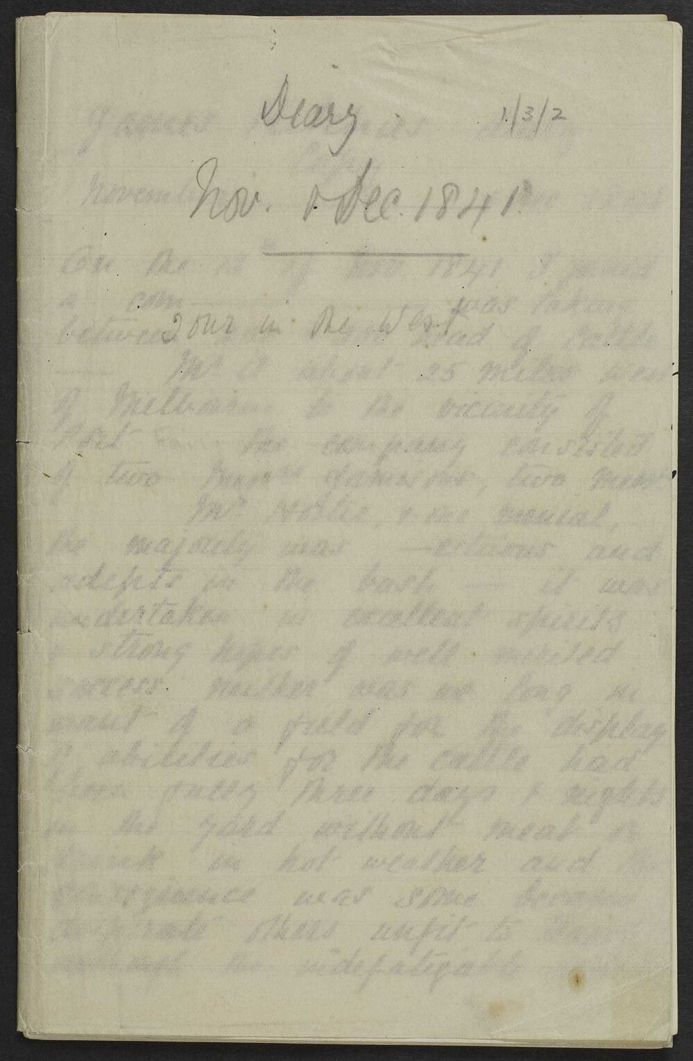 [Extract of James Ritchie's diary - account of a trip taken into the Western District November-December 1841]