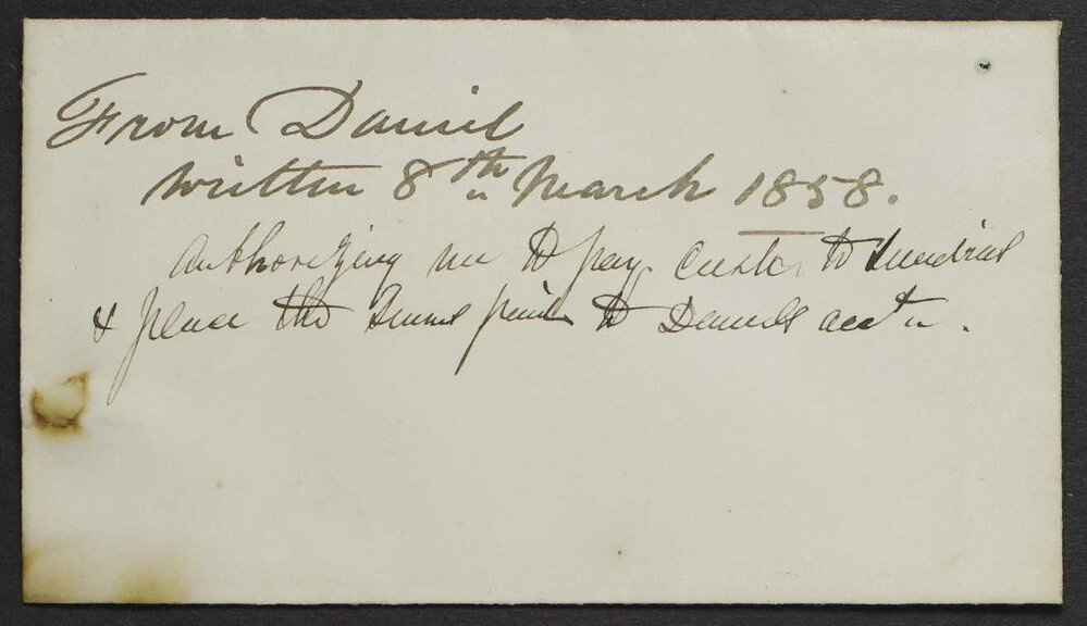 [Daniel Ritchie to Robert Ritchie in Cloverhill Scotland, 8 March 1858]