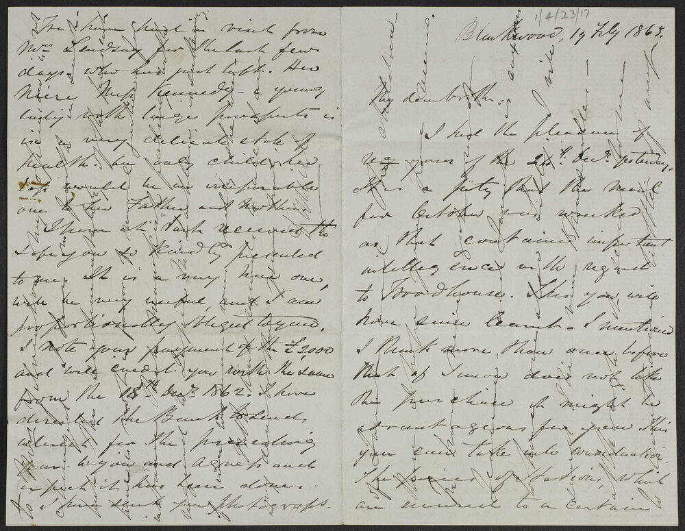 [Daniel Ritchie to Robert Ritchie in Cloverhill Scotland, 19 February 1863]