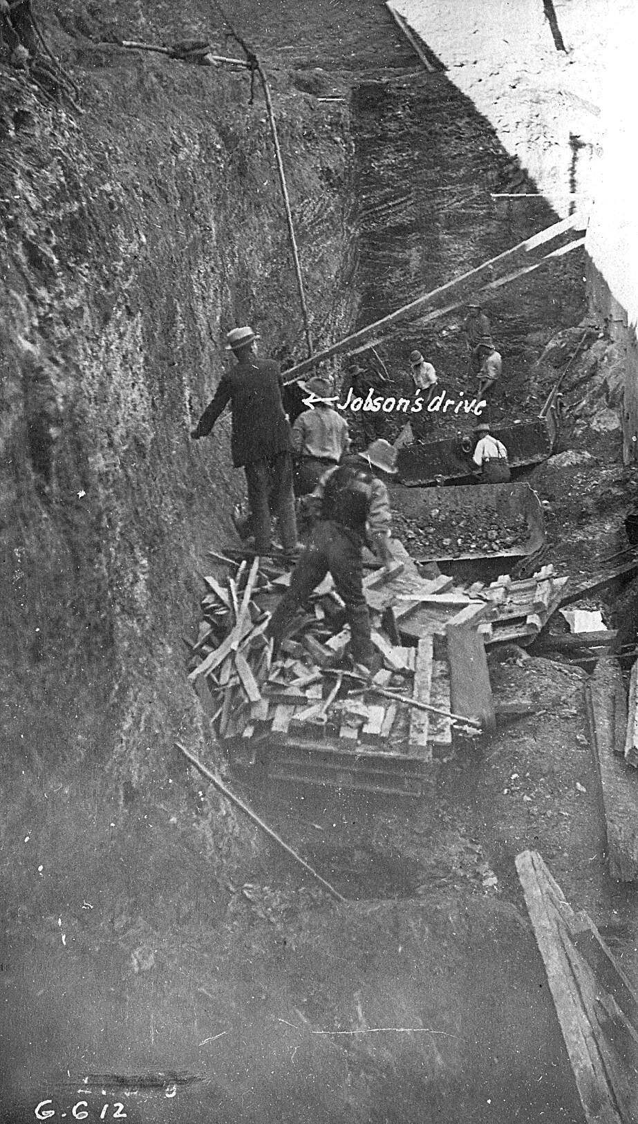No 2 Section of the Umberumberka Reservoir under construction, Broken Hill, New South Wales.