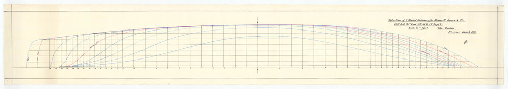Waterlines of 3 Masted Schooner for Messrs H. Jones &amp; Co