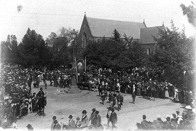 Procession past St Patrick's Cathedral Ballarat