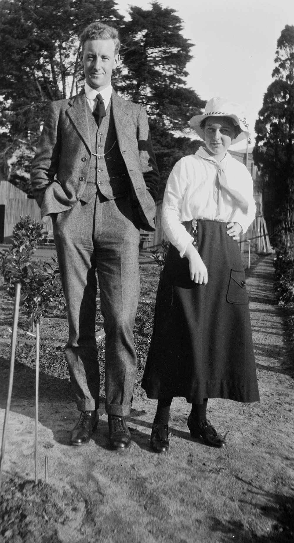 Portraits of Doris Hall and unidentified young man