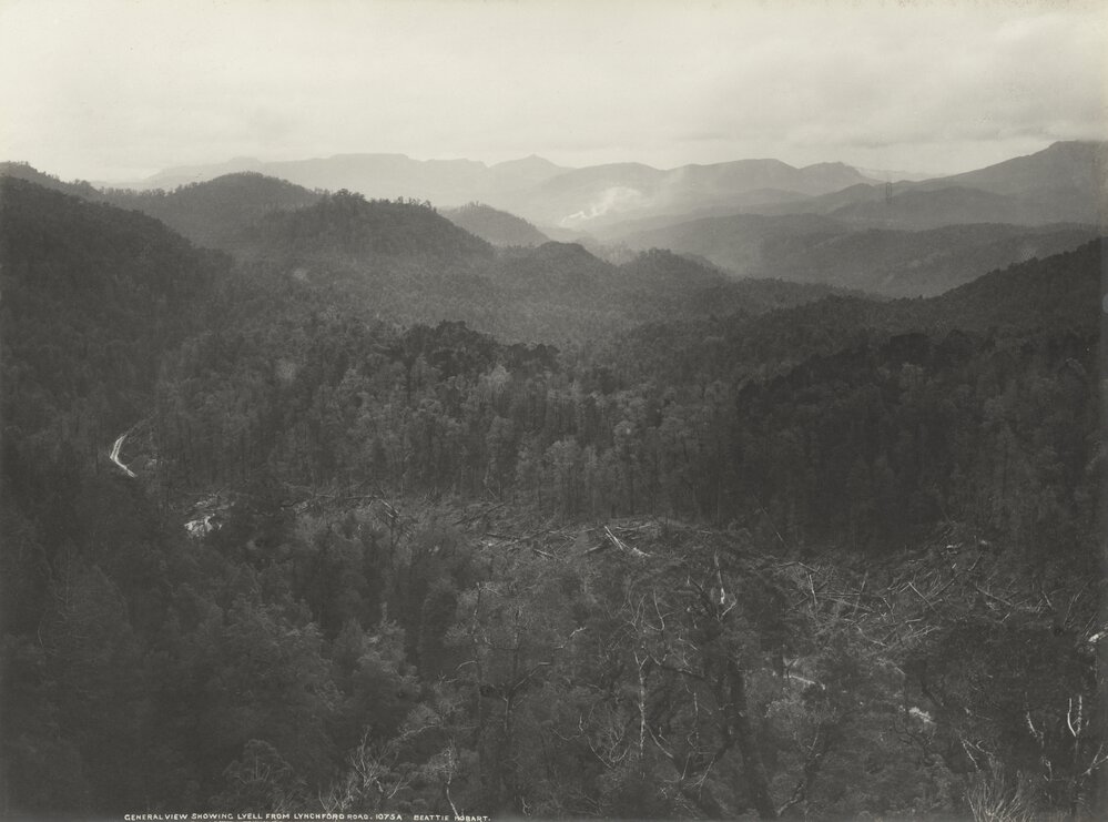 General view of the Mount Lyell Mining and Railway site in Tasmania prior to major development.