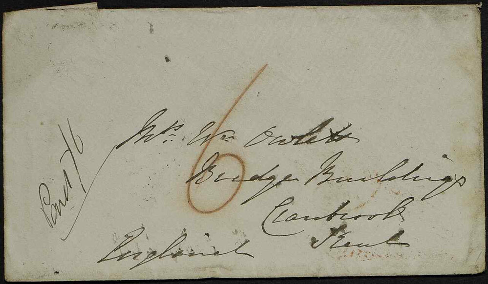 Letter addressed to "my dear mother", Bridge Buildings, Cranbrook, England, from unknown (likely to be Charles or Jane Foreman), Mount Egerton