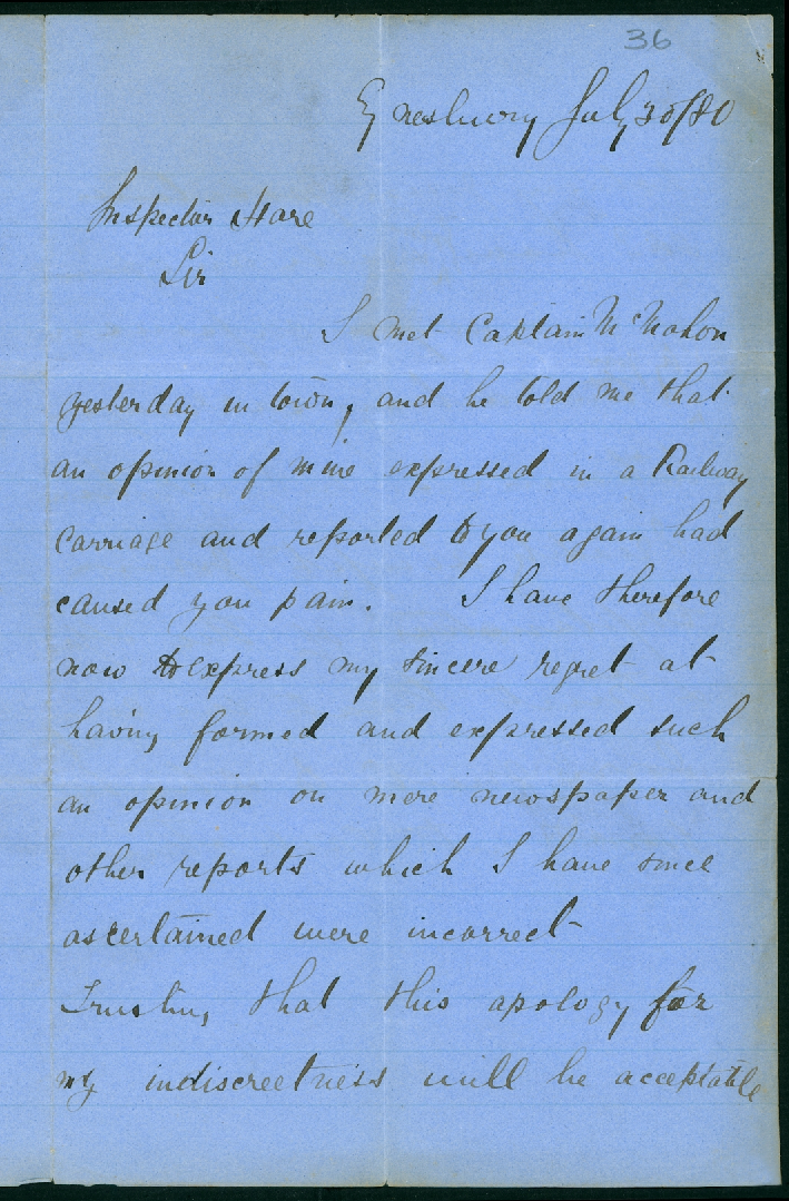 S.T. Staughton to Francis Hare