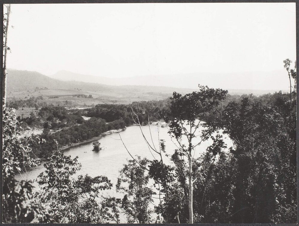 View from the Cairns Range Road, overlooking the Mulgrave River, Cairns District, North Queensland