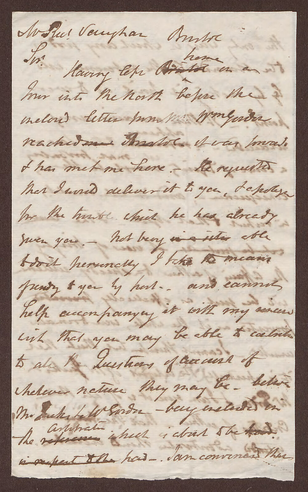 Letter to R. Vaughan