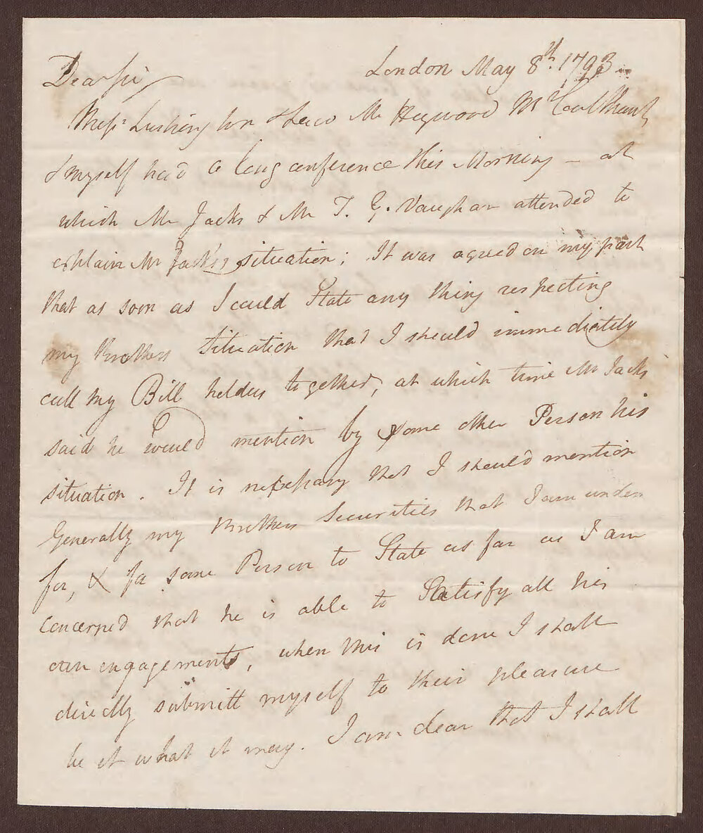 Letter to R. Bright from William Gordon