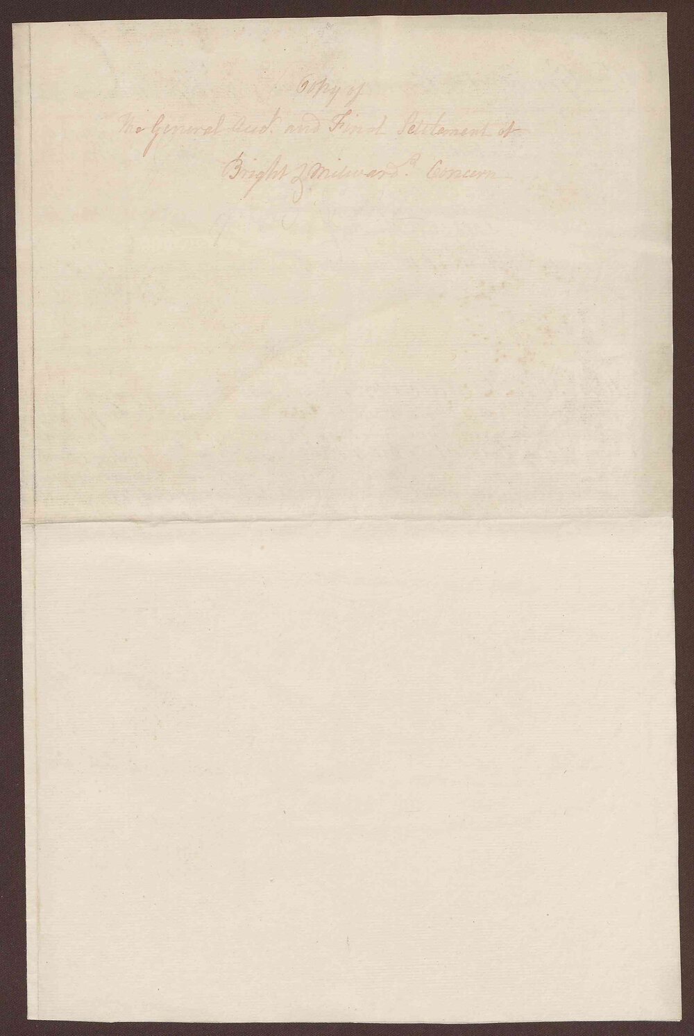 General and Final Account of Copartnership of Bright &amp; Millward