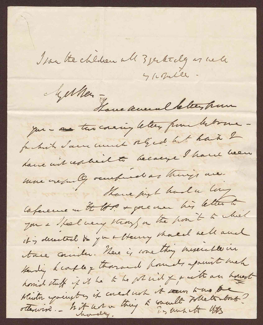 Letter to B. A[H?] Bright from Robert Bright