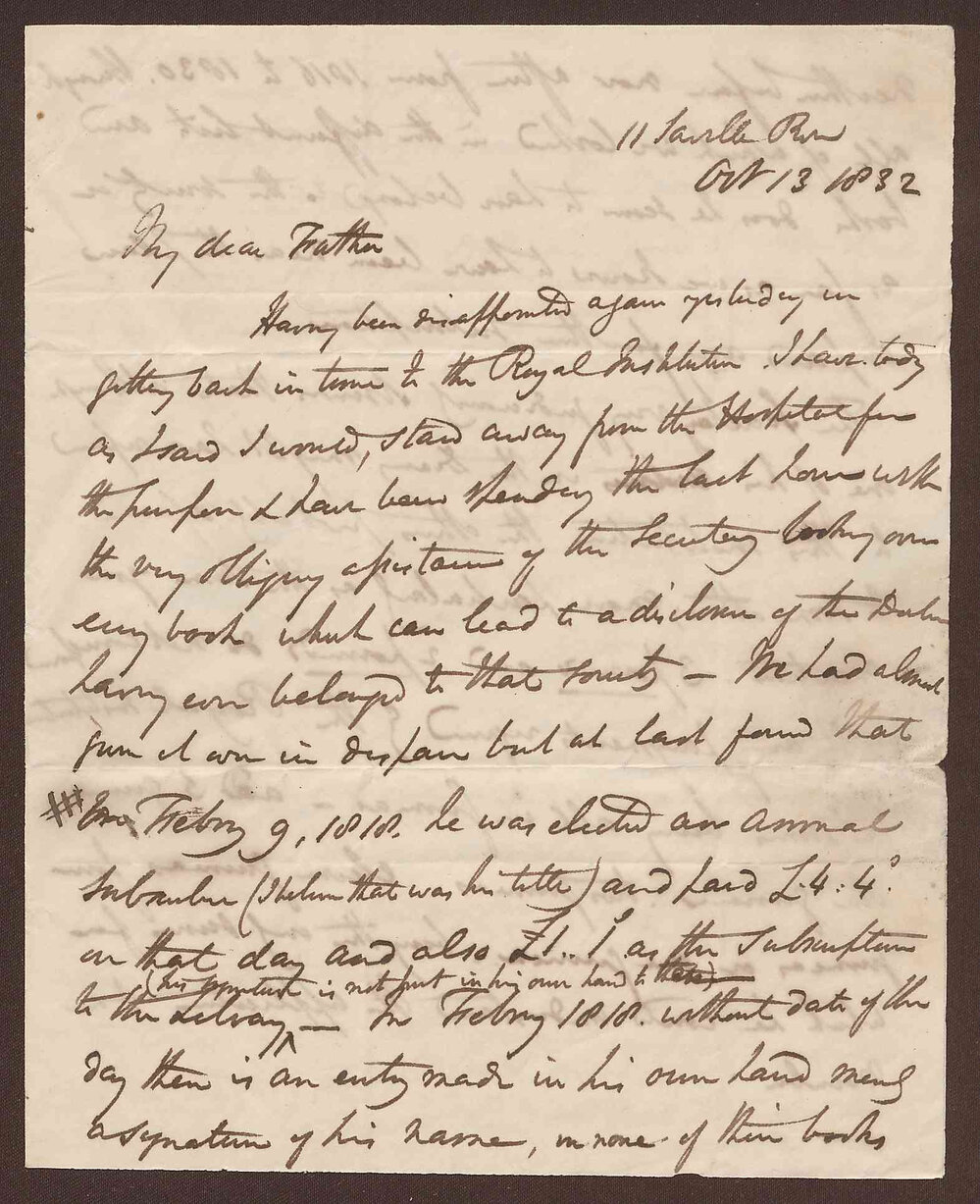 Letter to Richard Bright from Dr. R Bright