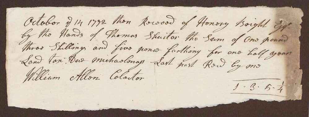 Receipt from T. Shuter to Henry Bright