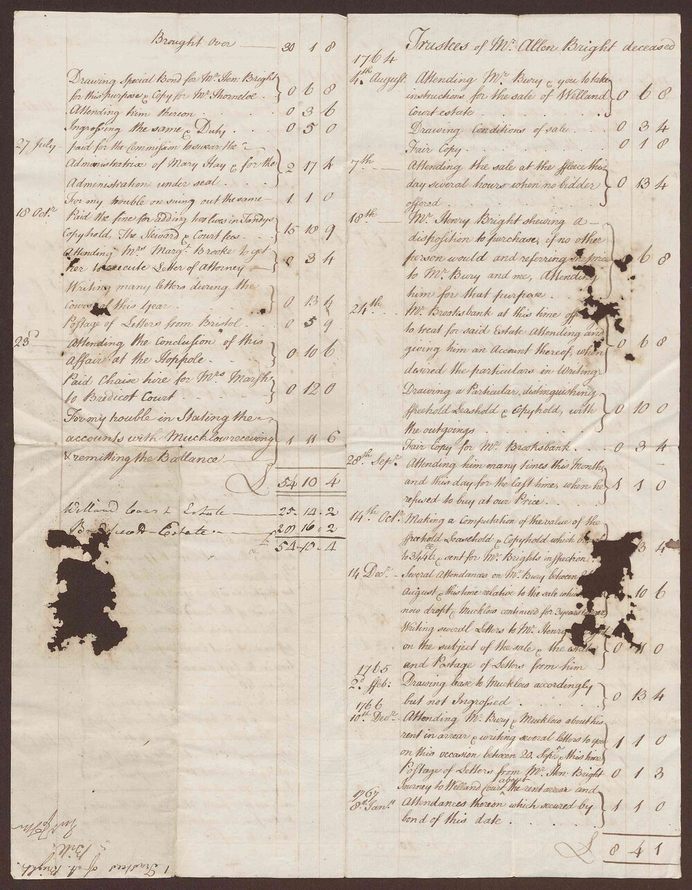 Bill issued by[?] the trustees of Allen Bright, deceased