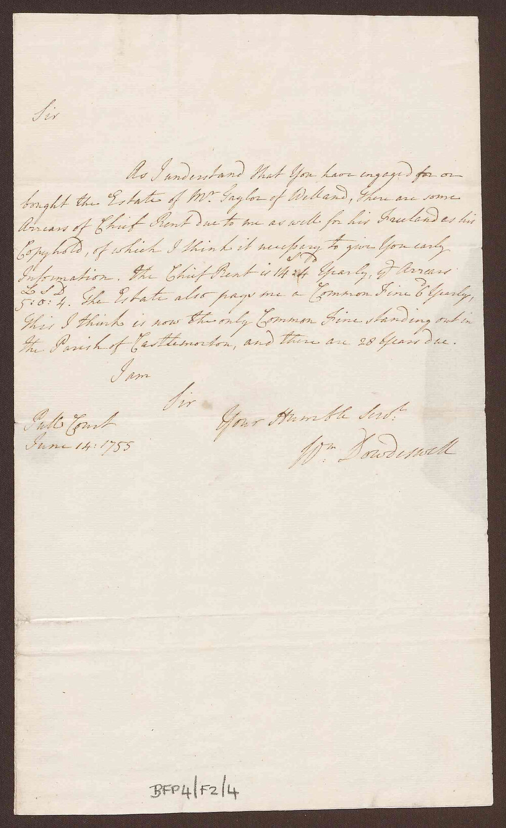 Letter to Henry Bright, Merchant, Bristol and Jamaica, from William Dowdswell