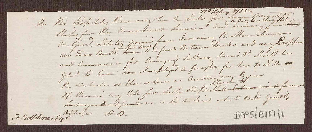 Note to Robert Jones from Henry Bright