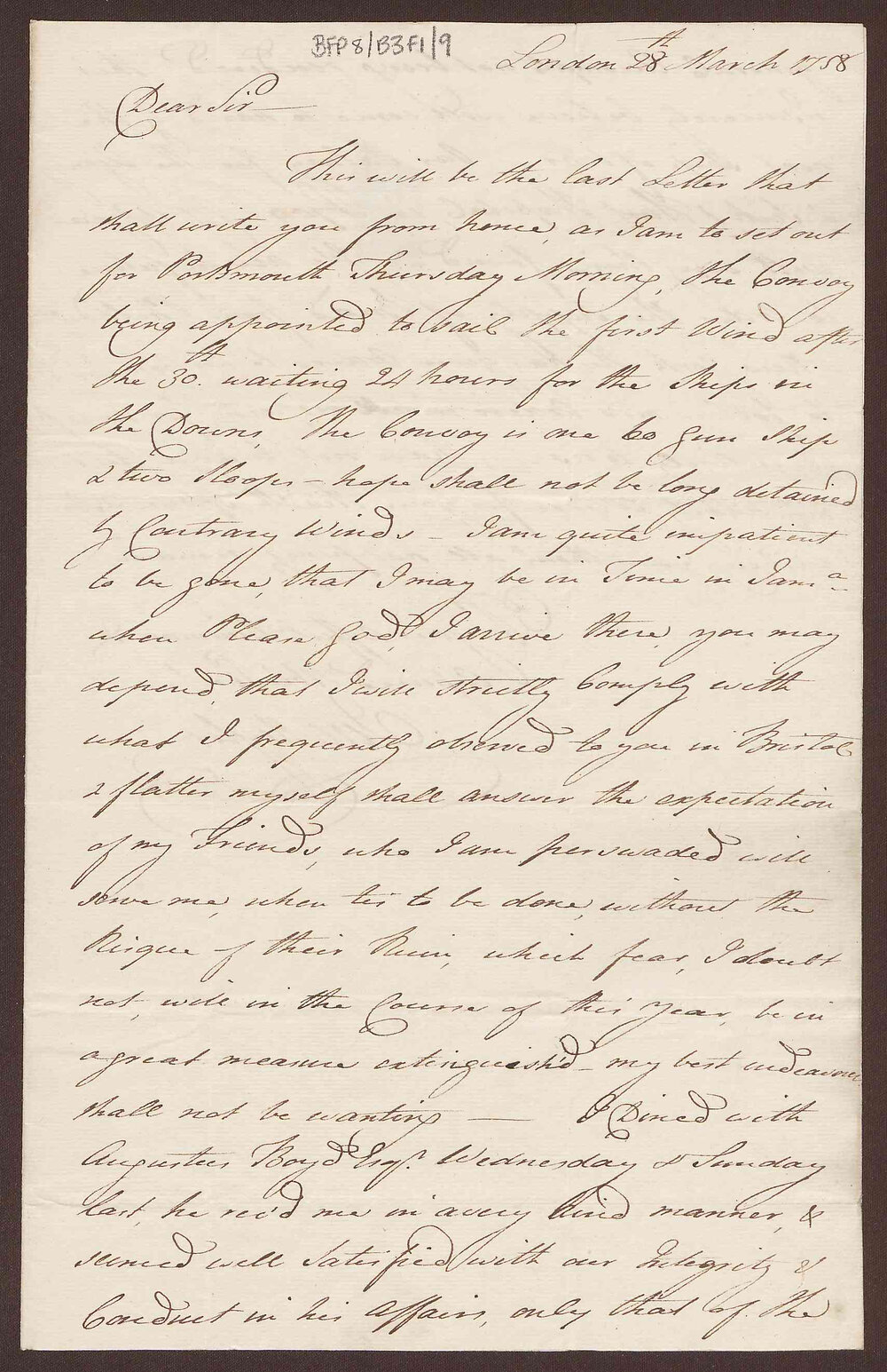 Letter to Henry Bright from Jeremiah Meyler, London