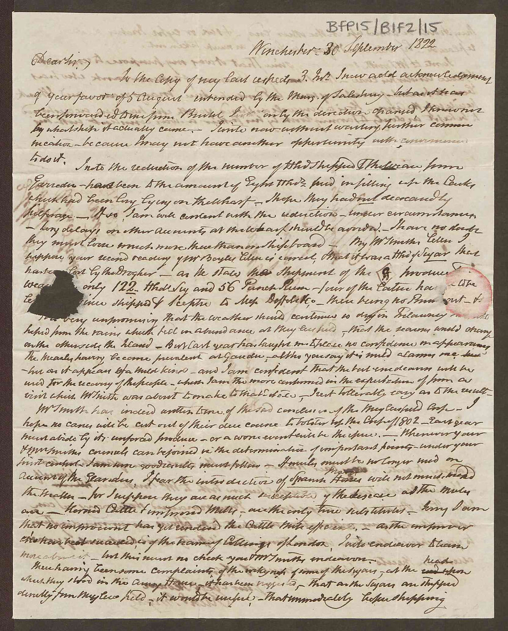 Two letters to James Corne Pownall, Jamaica from Richard Bright, Bristol