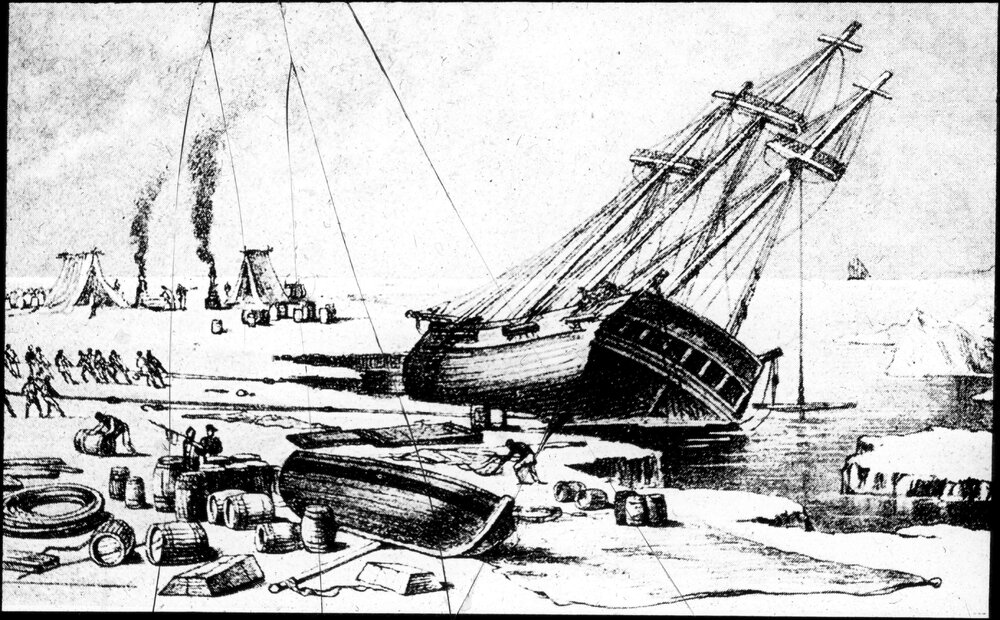 Whaling ship Esk damaged by the ice