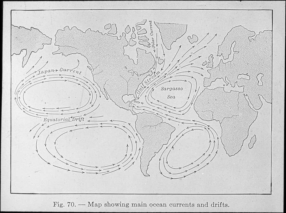 Map showing main ocean currents and drifts