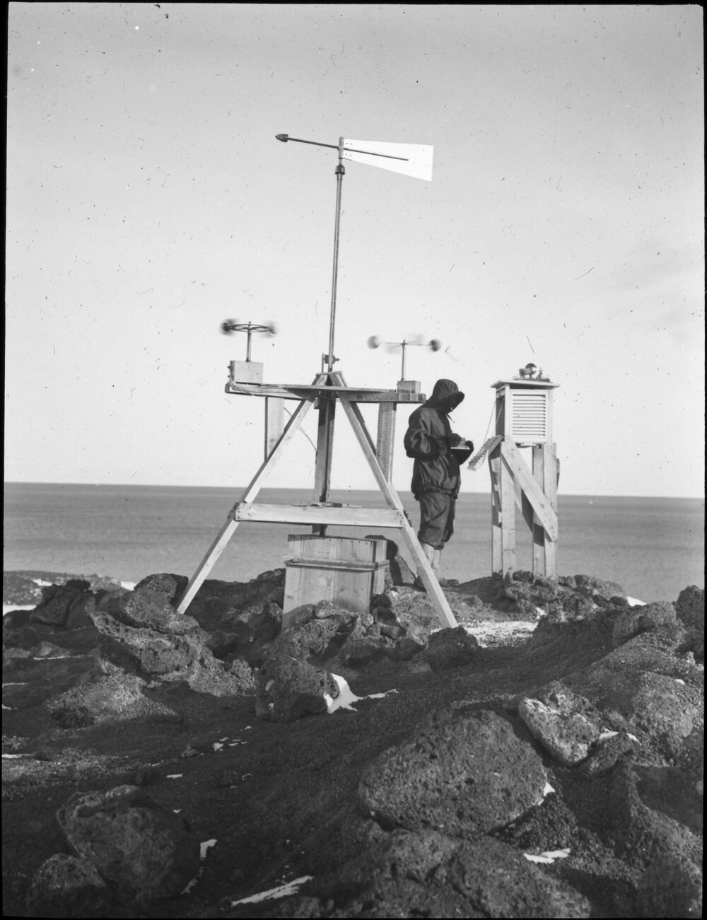 Dr Simpson taking observations on Vane Hill