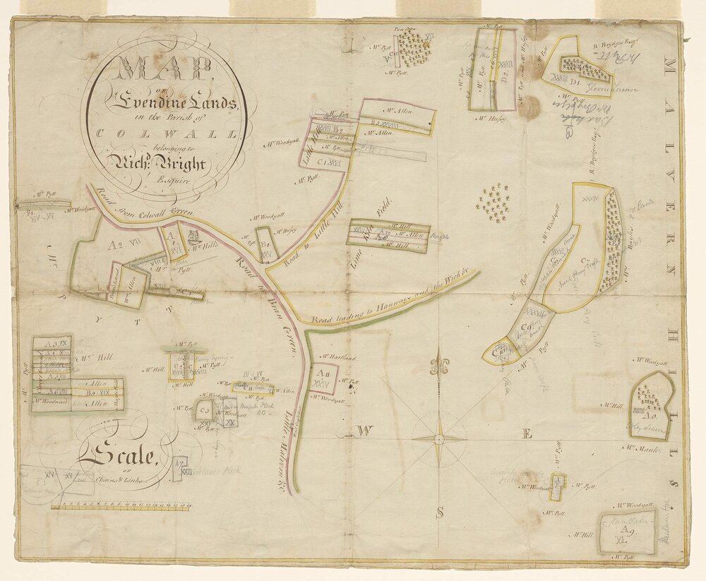 'Map of Evendine Lands in the Parish of Colwall belonging to Rich[ar]d Bright Esquire'