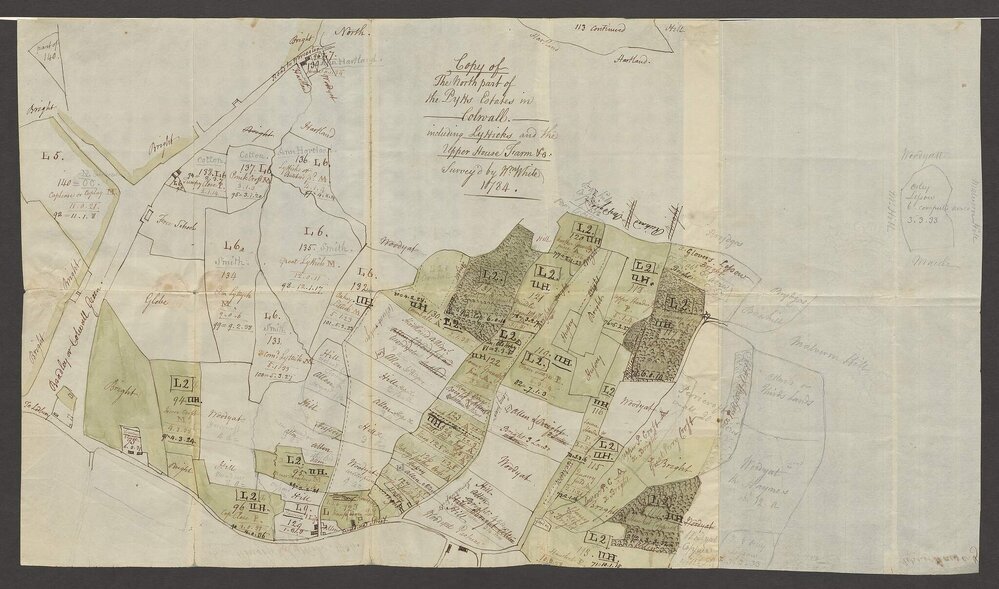 Map: Copy of the North Part of Pytts Estate in Colwall including Lytticks and the Upper House Farm
