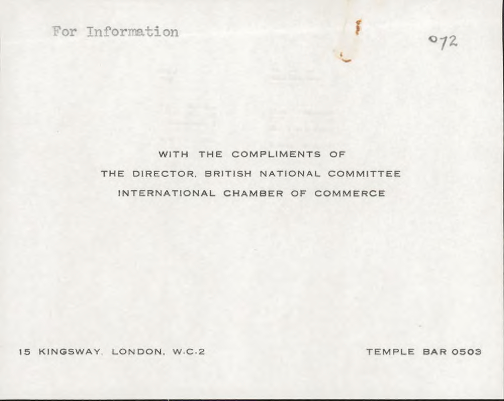 British National Committee of the International Chamber of Commerce, 1960