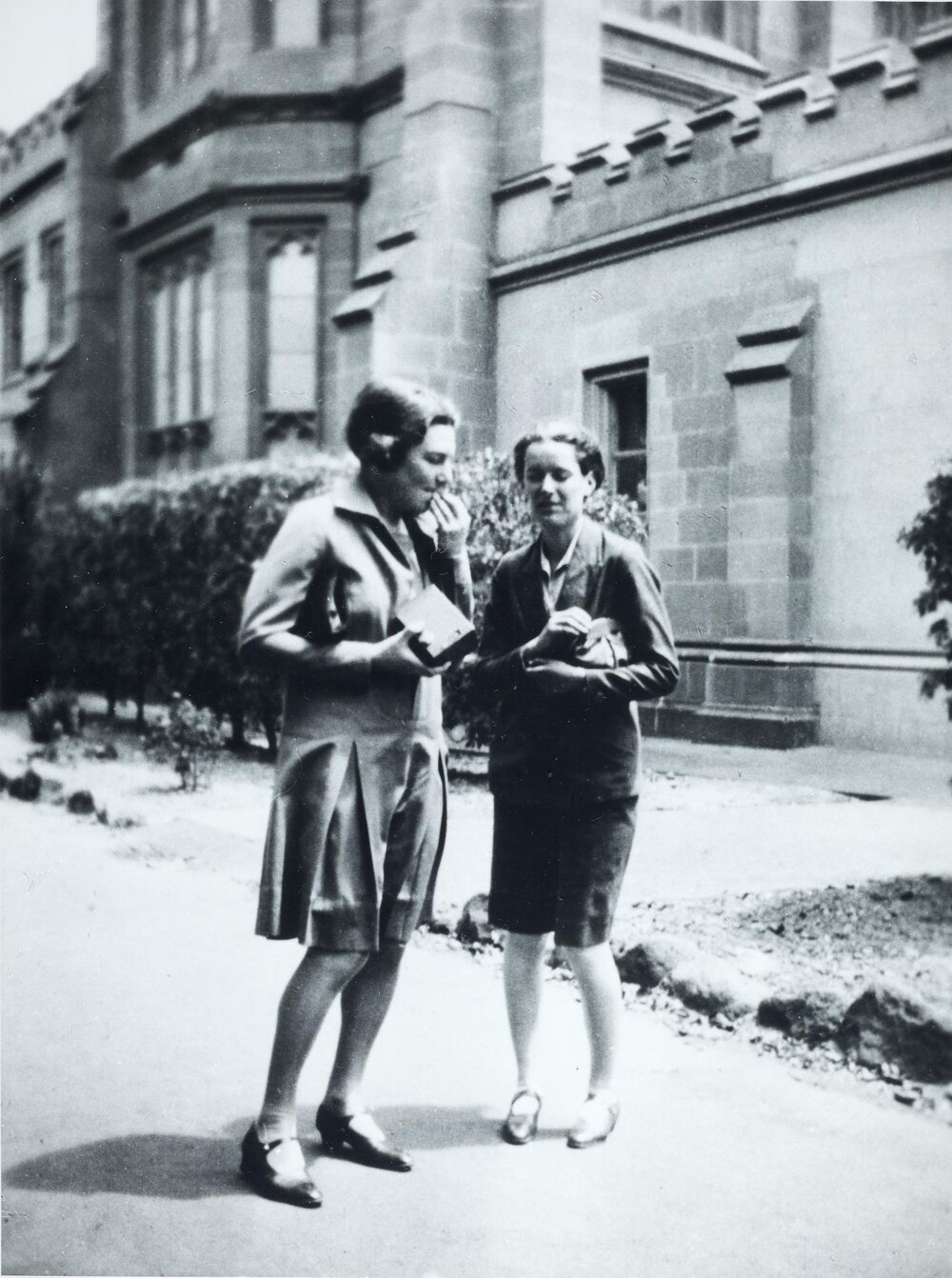 Kit Jacobs and Dorothy Adams in Quadrangle, University of Melbourne.