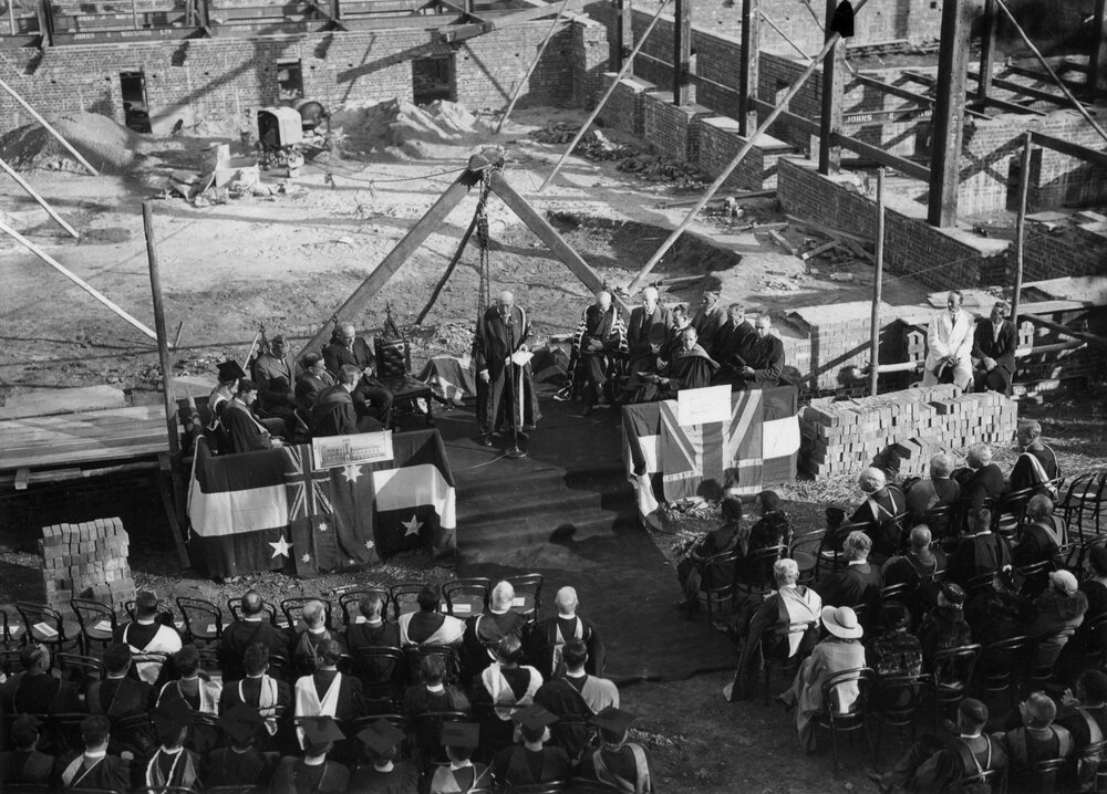 Laying of the foundation stone ceremony 19th May 1938, School of Chemistry, University of Melbourne.