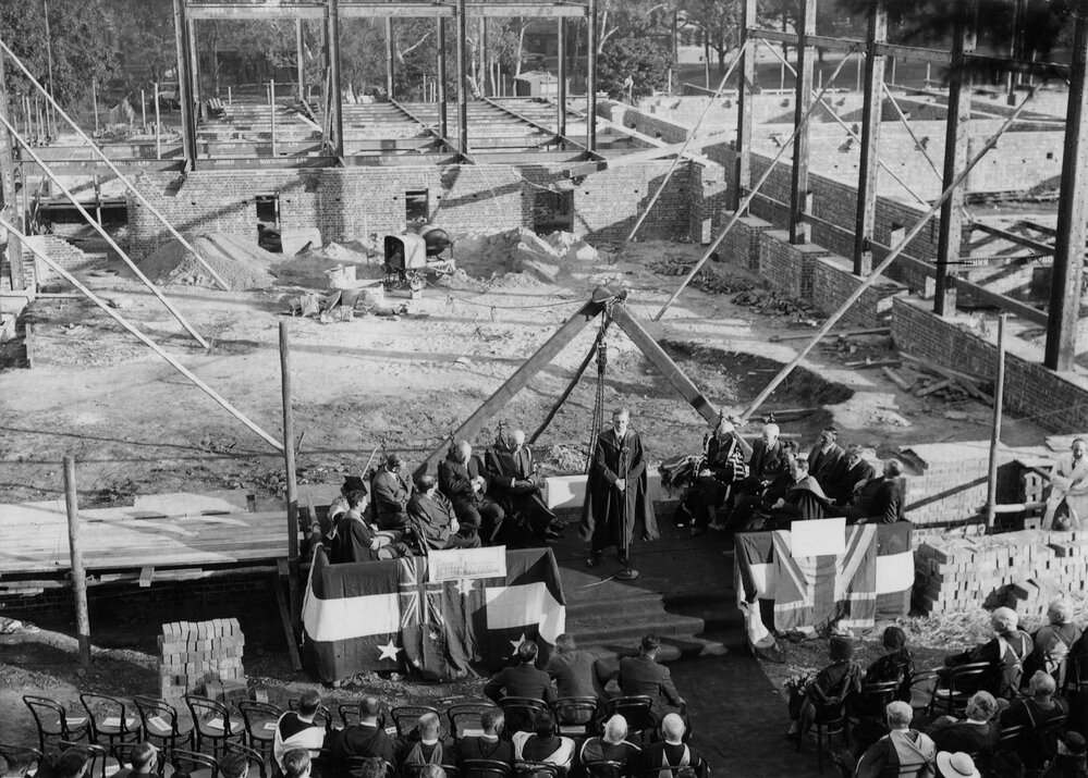 Laying of the foundation stone ceremony 19th May 1938, School of Chemistry, University of Melbourne.