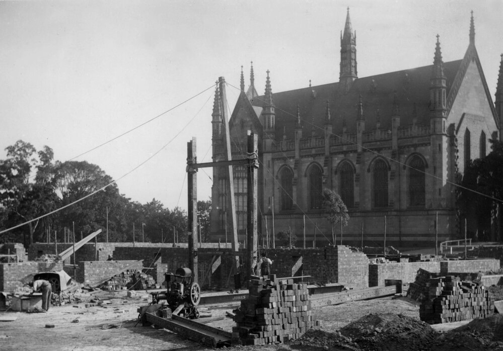 Chemistry Building under construction in 1938, University of Melbourne.