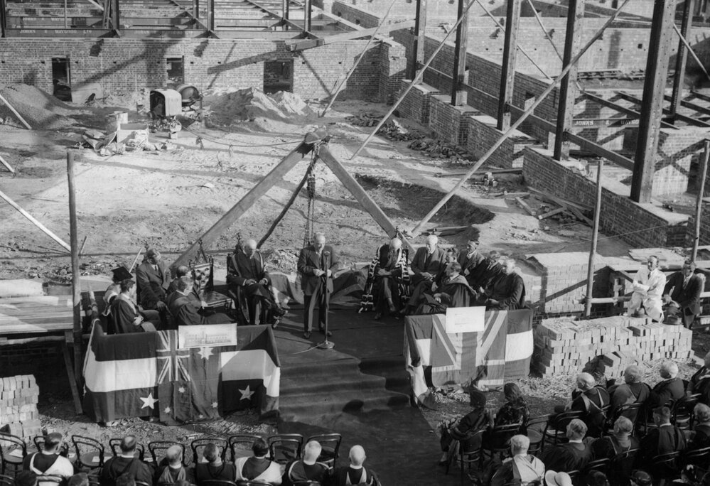 Laying of the foundation stone ceremony 19th May 1938, School of Chemistry, University of Melbourne.