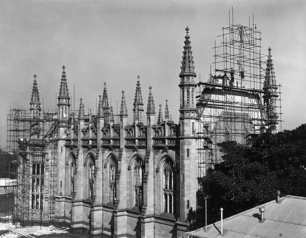 Wilson Hall, University of Melbourne, following its destruction by fire.