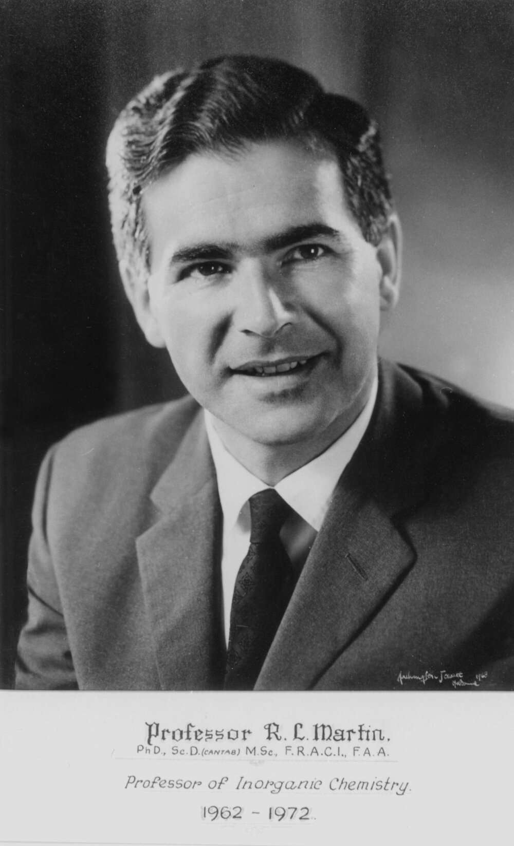 Portrait of  Professor R.L. Martin, Professor of Inorganic Chemistry, University of Melbourne.